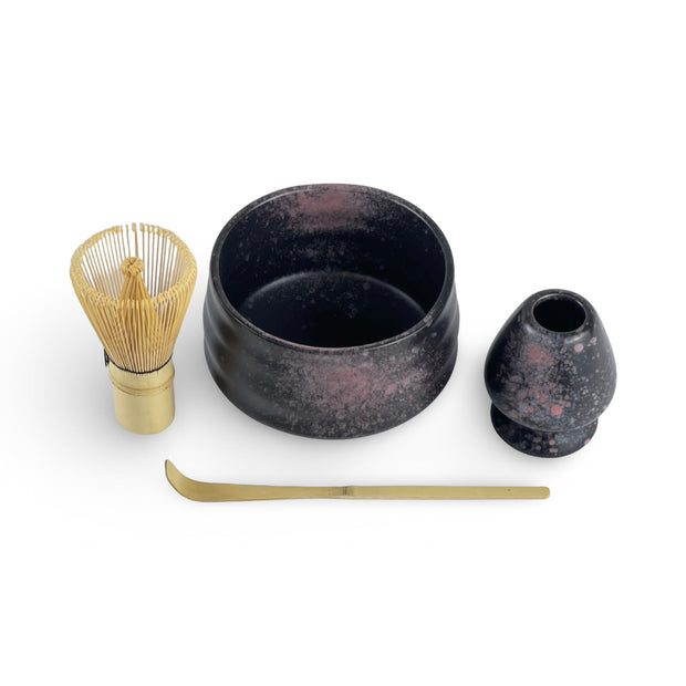 Nebula Black Matcha Tea Bowl Set - Shizen Cha