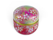 Japanese Sakura Blossom Pink Lacquered Tea Tin Container