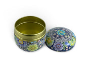 Japanese Festive Blue Lacquered Tea Tin Container