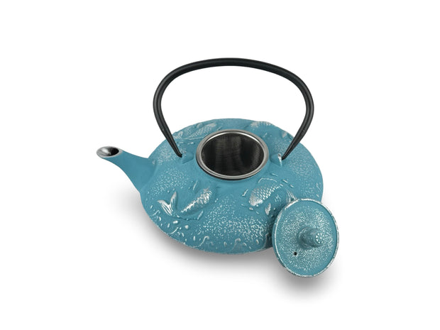 Japanese Blue Koi Cast Iron Tetsubin Teapot
