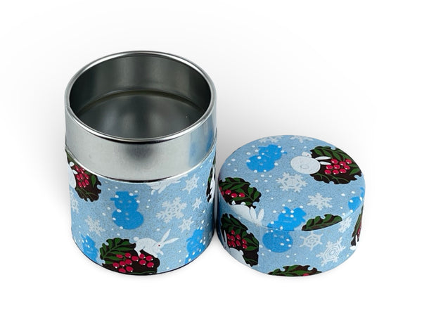 Japanese Winter Rabbit Washi Paper Tea Tin Container