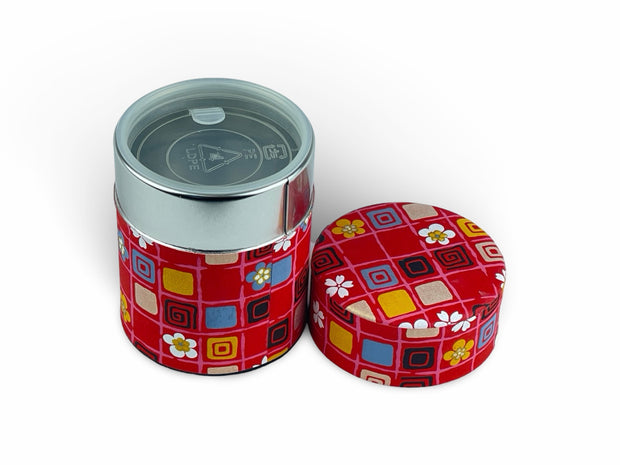 Japanese Red Hana Washi Tea Tin Container