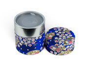 Japanese Blue Matsuri Washi Paper Tea Tin Container