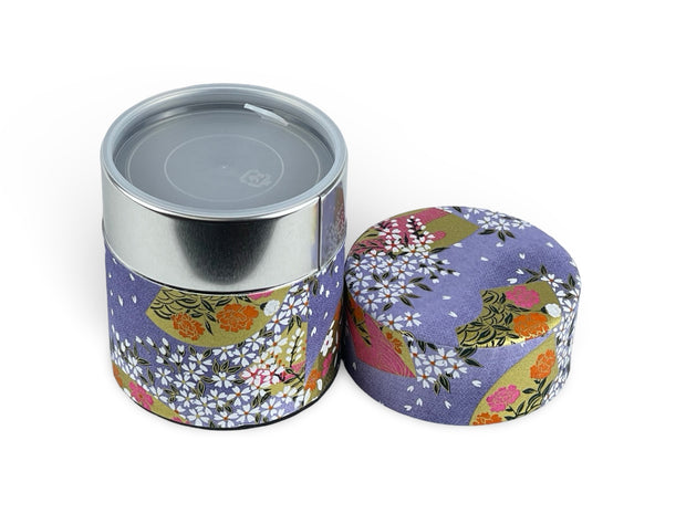 Japanese Purple Matsuri Washi Paper Tea Tin Container