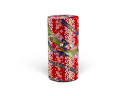 Japanese Red Matsuri Washi Paper Tea Tin Container