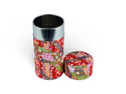 Japanese Red Matsuri Washi Paper Tea Tin Container