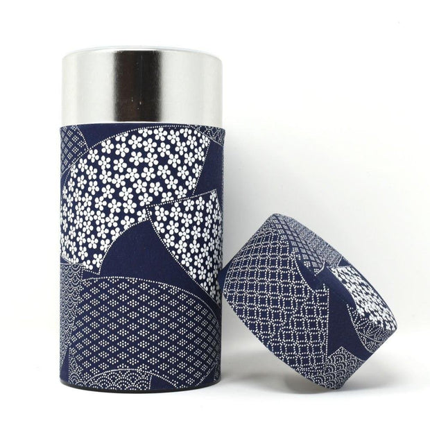 Navy Blue Japanese Washi Tea Tin - Shizen Cha