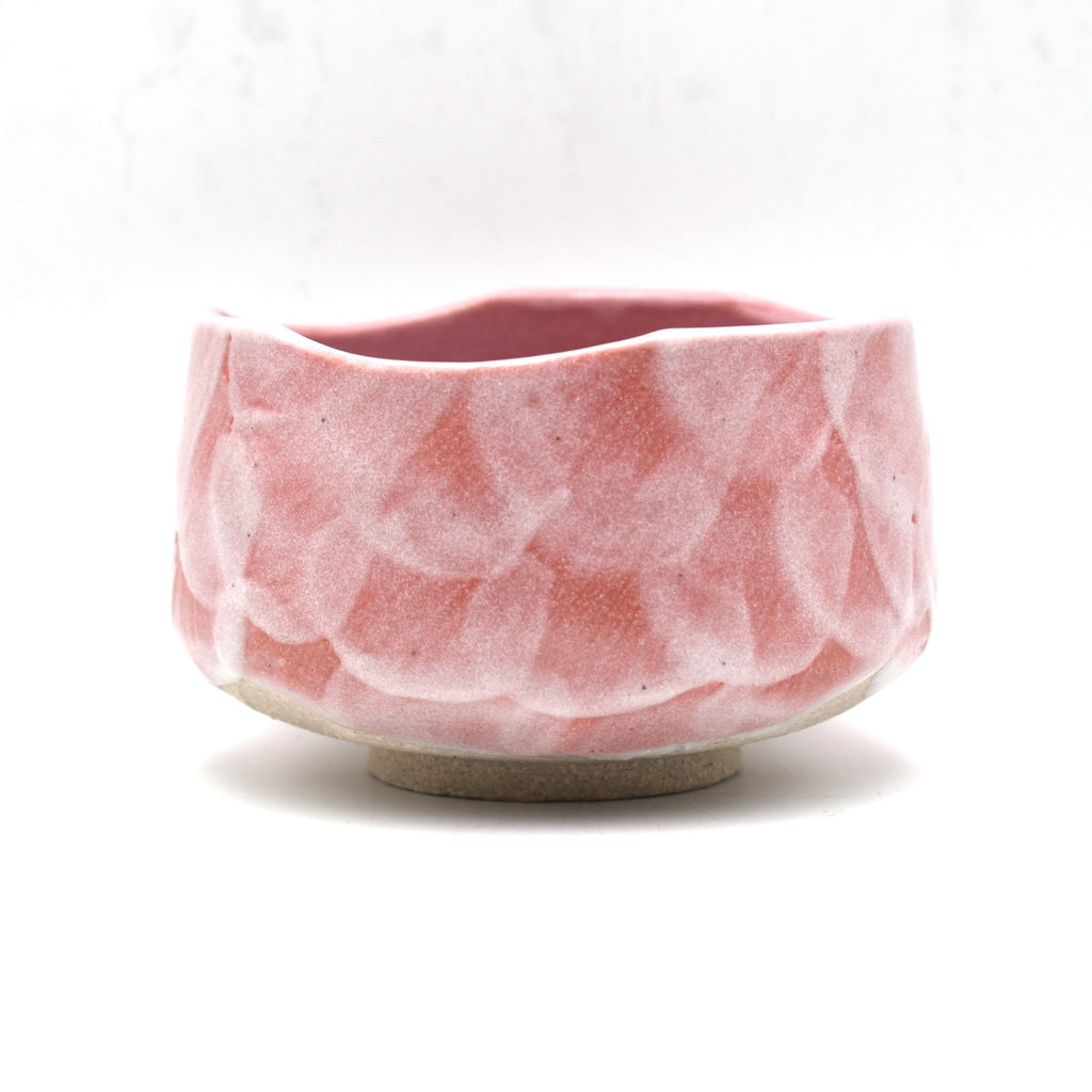 Pink and Gray Ceramic Matcha Bowl With Handle and Spout, Modern